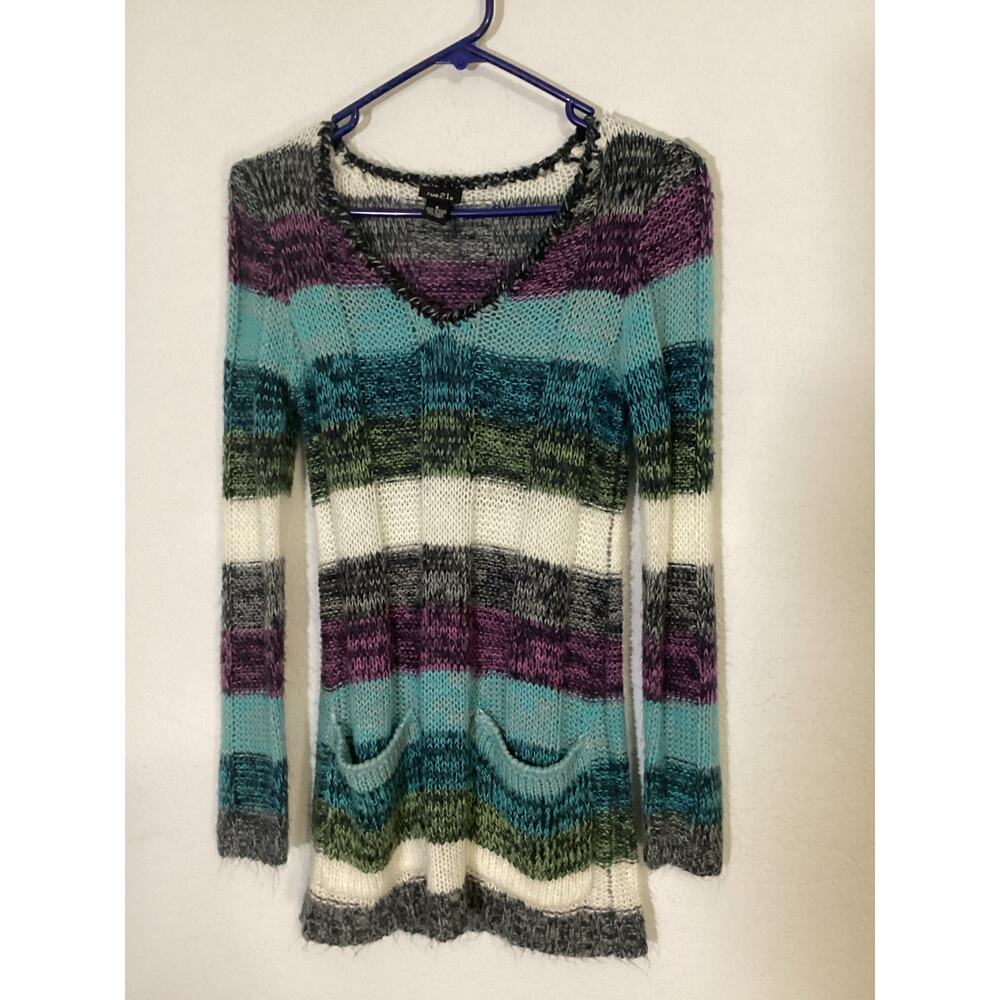 Rue 21 Sweater Women's Size Small Striped Soft Knitted Sweater with Pockets